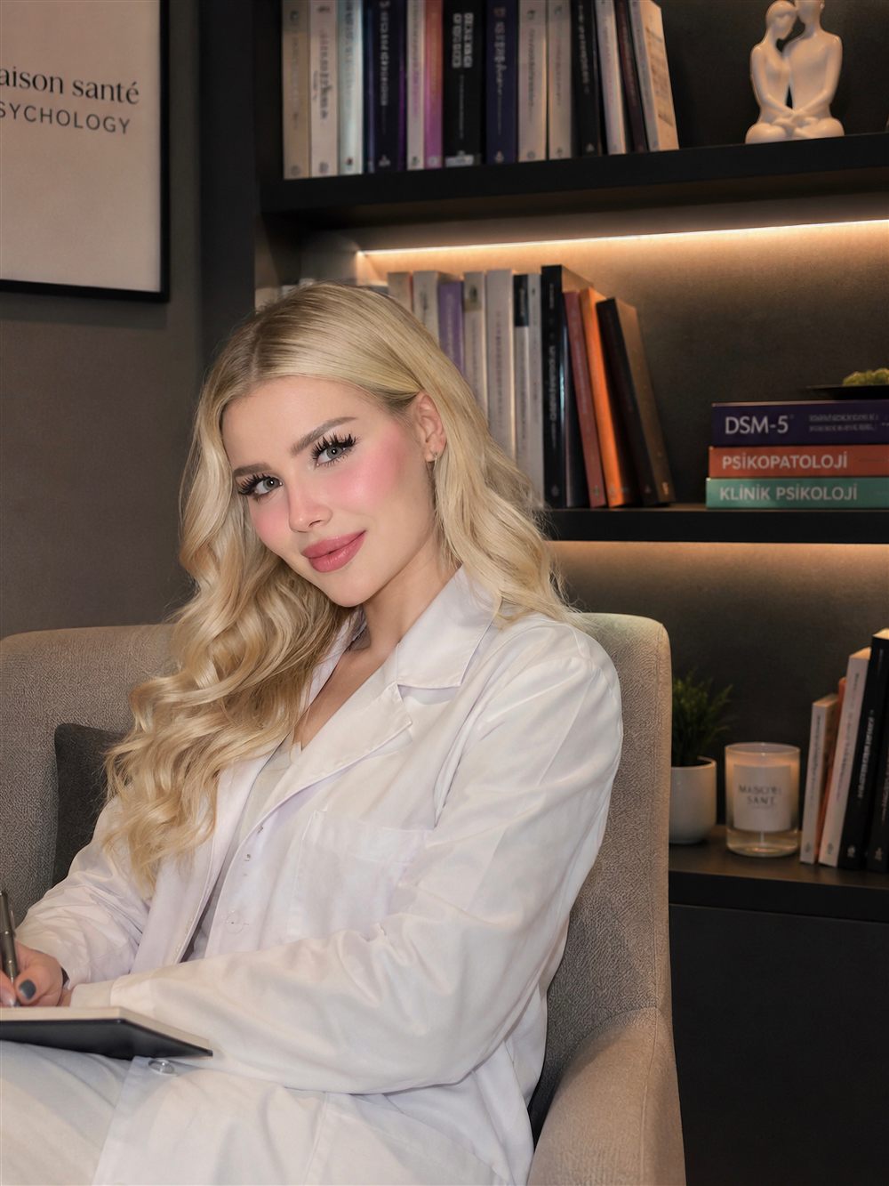 Psikolog Zeliha Ertürk çalışma odasında